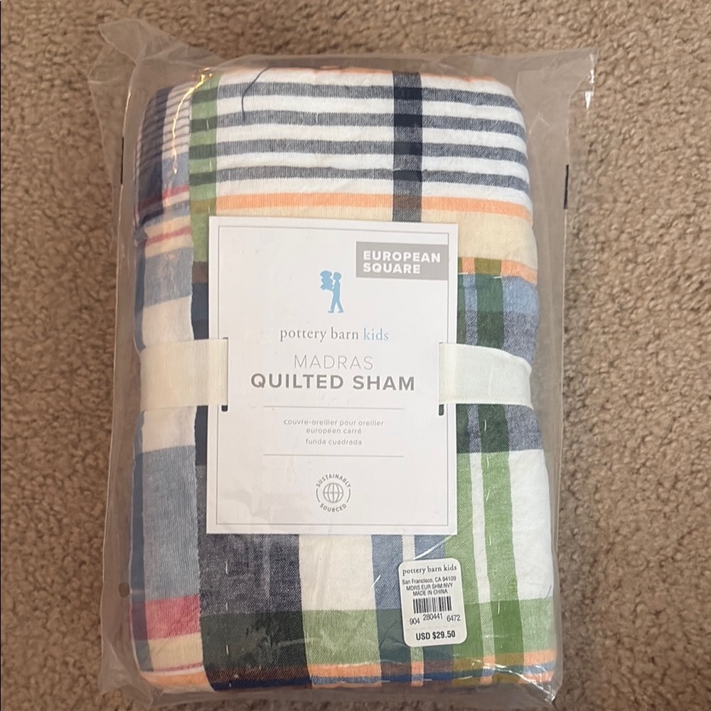 Pottery Barn Kids Madras Plaid Quilted Sham